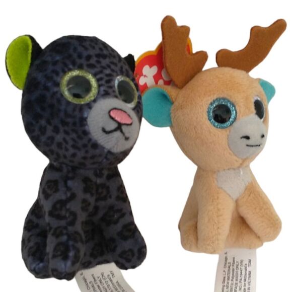 TY Beanie Boo McDonalds Lot x 2 Dotson The Black Jaguar Glitsy The Reindeer. - Picture 11 of 12